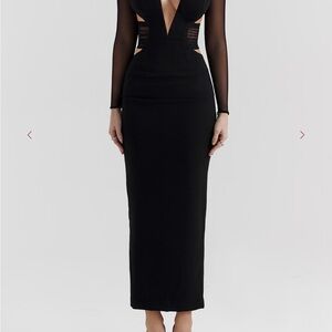House of CB Elegant Black Mesh Long Sleeve Dress